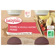 Babybio compote pomme fraise 6 mois sans gluten 2 x 130g - ( Prix Unitaire ) - Envoi Rapide Et Soignée