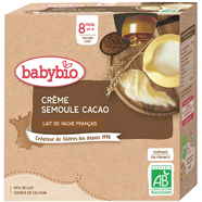  Dessert crème semoule au cacao bio dès 8 mois