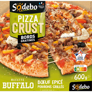 Sodebo Pizza Crust recette Buffalo bœuf épicé poivrons gril... le boites de 600 g