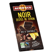  Tablette de chocolat noir aux zestes de citron jaune bio
