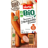  Saucisses de Strasbourg fumées Bio, sans nitrite