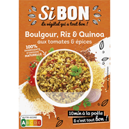  Boulgour, riz, quinoa aux tomates et épices