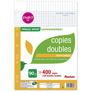 Lot De 2 Copies Doubles A4 Petits Carreaux - 200 Pages - Grammage 70 G - Perforées 9 Trous - Fabriqué En France - 7