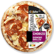  Pizza au chorizo et oignons grillés