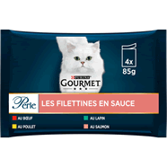  Filettines en sauce pour chats au boeuf poulet lapin saumon