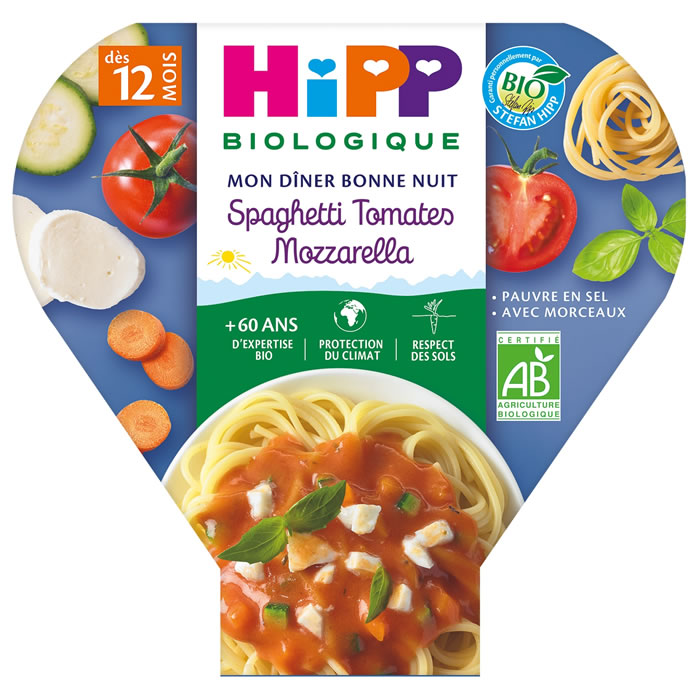 HIPP Bonne Nuit Spaghetti tomates mozzarella bio dès 12 mois