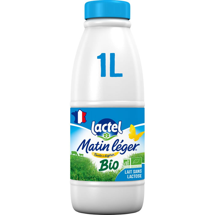 LACTEL Matin Léger Lait demi-écrémé 1,2% M.G sans lactose UHT bio