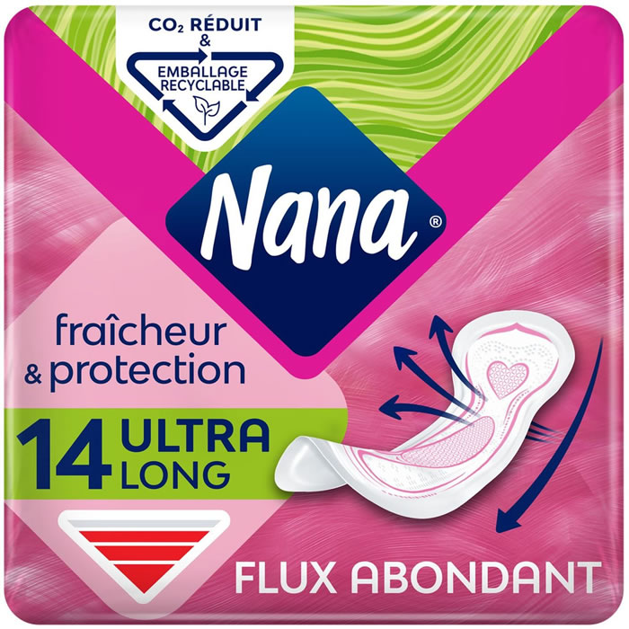 NANA Fraîcheur & Protection Serviettes hygiéniques sans ailettes ultra long