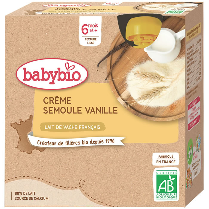 BABYBIO Dessert crème semoule à la vanille bio dès 6 mois