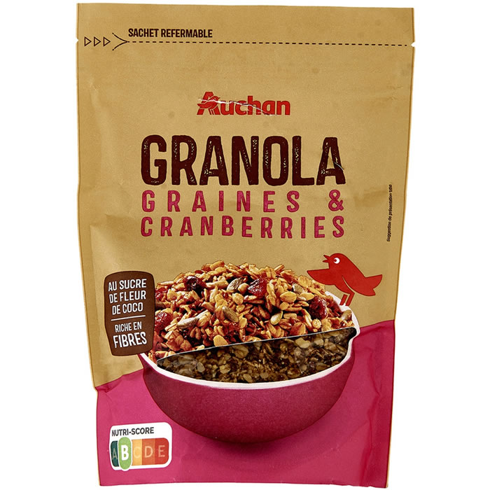 AUCHAN Granola aux graines et cranberries