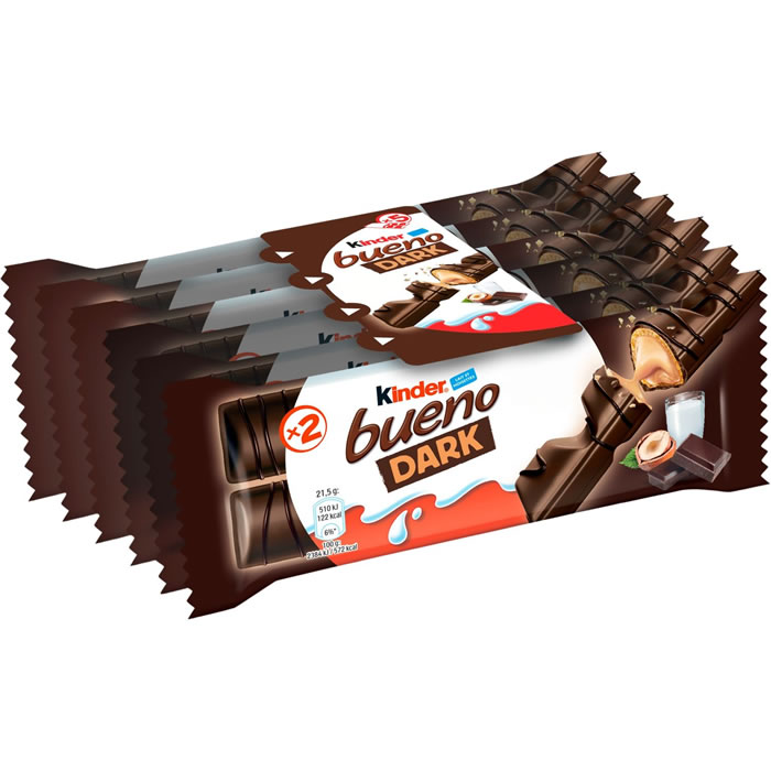 KINDER Bueno Dark Barres chocolatées noir, noisettes et lait