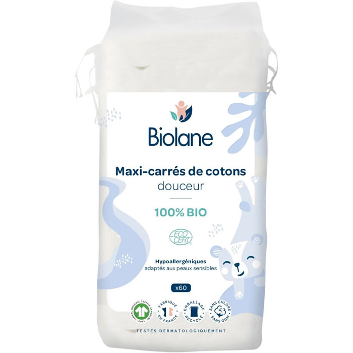 BIOLANE Cotons maxi-carrés bio