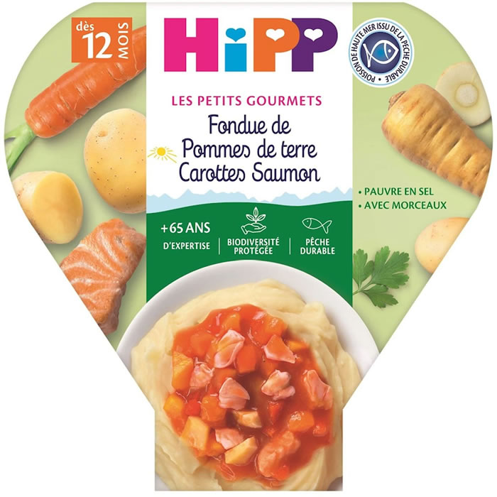 HIPP Fondue de pommes de terre, carottes et saumon dès 12 mois
