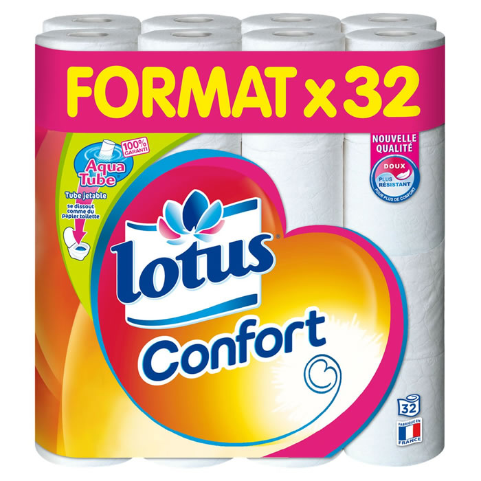 LOTUS Confort Papier toilette aquatube 2 épaisseurs