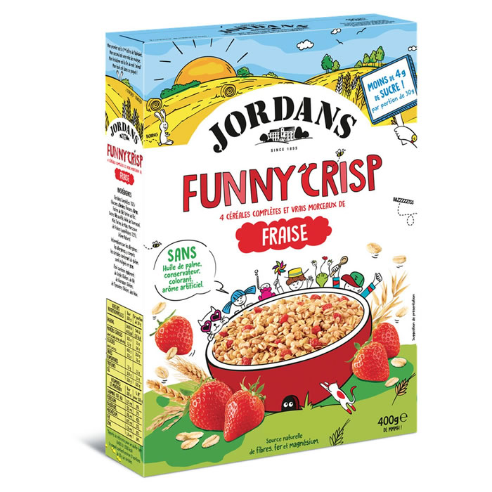 JORDANS Funny Crisp Céréales complètes et morceaux de fraises
