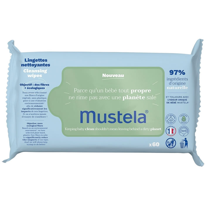 MUSTELA Lingettes nettoyantes compostables à l’avocat bio