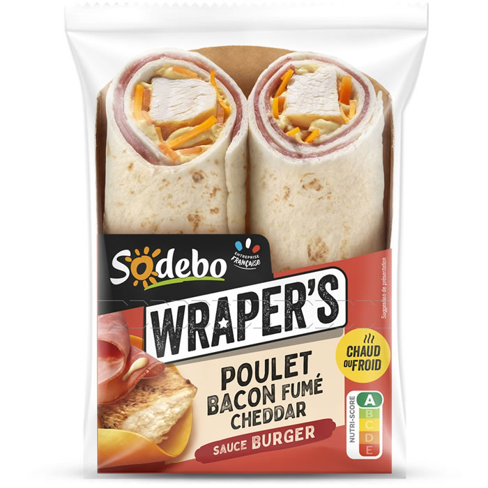 SODEBO Wraper's Wrap au poulet, bacon et cheddar sauce burger