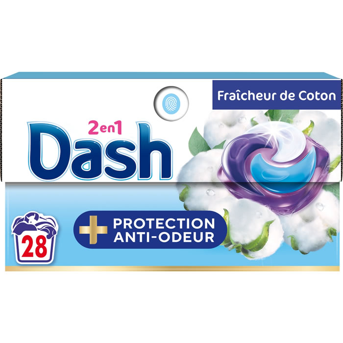 DASH Lessive capsules 2 en 1 fraîcheur de coton