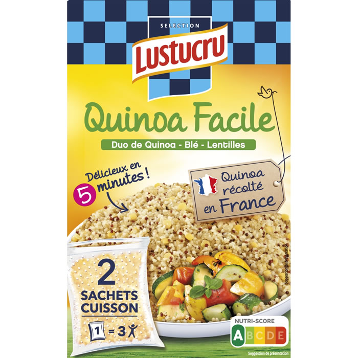 LUSTUCRU Mélange de quinoa, blé et lentilles sachets cuisson