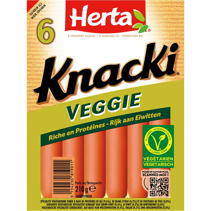 HERTA Knacki Saucisses végé à base de pois et de blé