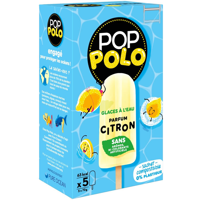 POP POLO Bâtonnets glacés à l'eau aromatisée au citron