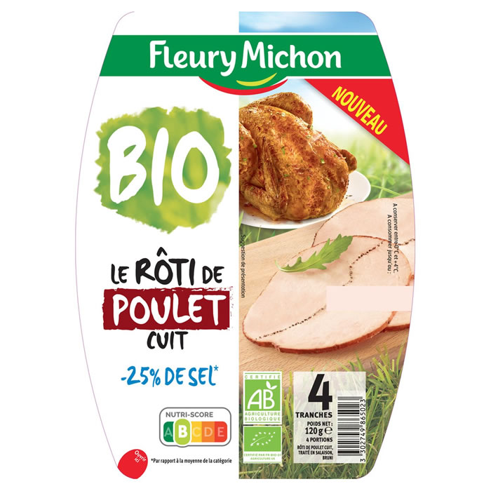 FLEURY MICHON Rôti de poulet bio -25% de sel