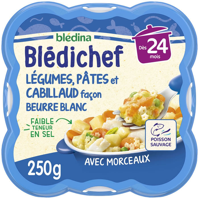 BLEDINA Blédichef Légumes pâtes et cabillaud dès 24 mois