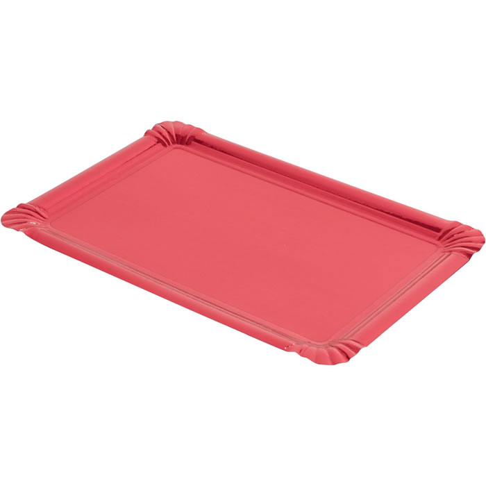 AUCHAN Plateaux rectangulaires rouges métalisés 33 x 23 cm