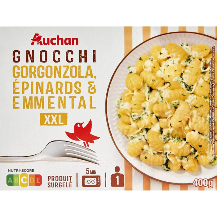 AUCHAN Gnocchi aux fromages et épinards micro-ondes