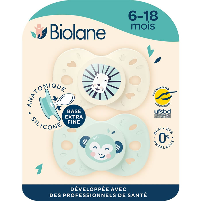 BIOLANE Animaux Tétines 2ème âge en silicone