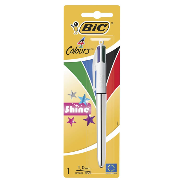 BIC Shine Stylo bille 4 couleurs pointe moyenne