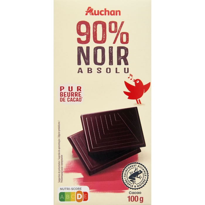 AUCHAN Tablette de chocolat noir 90%