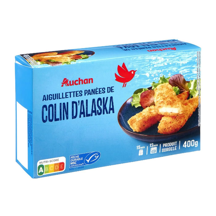 AUCHAN Aiguillettes de colin d'Alaska panées MSC