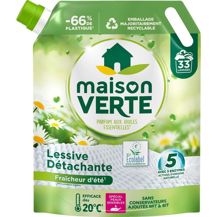 MAISON VERTE Recharge lessive liquide détachante fraîcheur d'été