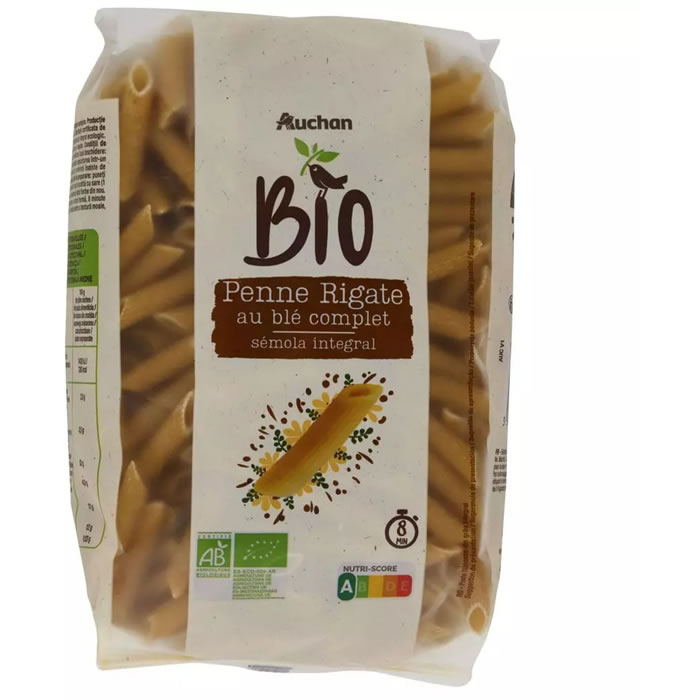 AUCHAN Penne rigate au blé complet bio