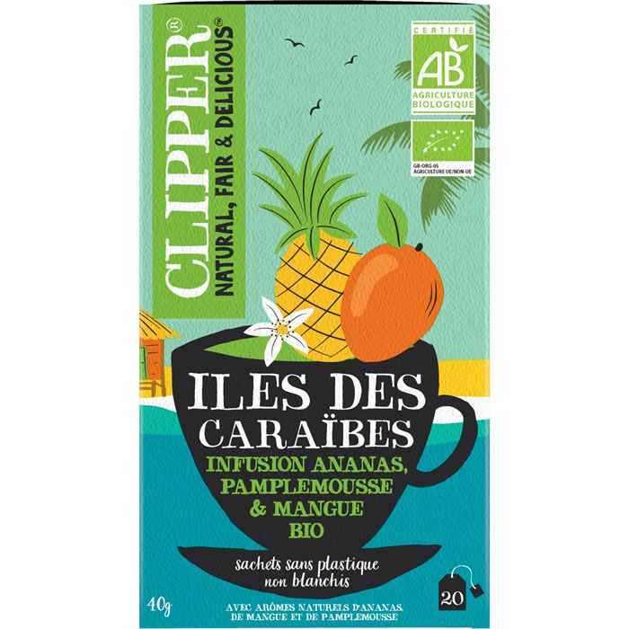 CLIPPER® Iles Des Caraïbes Infusions ananas, pamplemousse et mangue bio
