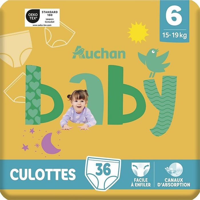 AUCHAN Baby Couches-culottes taille 6 (15-19 kg)