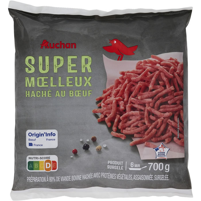 AUCHAN Hachés à base de bœuf et protéines végé