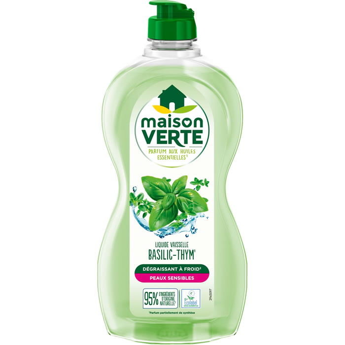MAISON VERTE Liquide vaisselle dégraissant au basilic et thym
