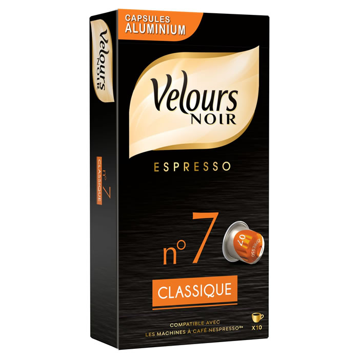 VELOURS NOIR Capsules de café espresso classique N°7