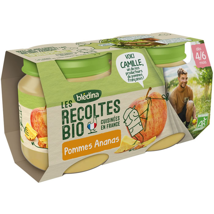 BLEDINA Les Récoltes Bio Pommes et ananas bio dès 6 mois