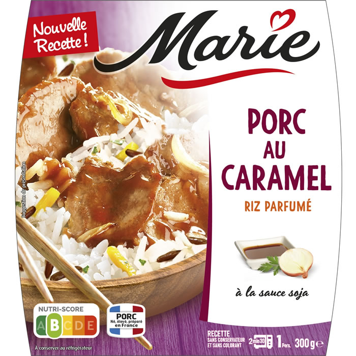 MARIE Porc au caramel et riz parfumé à la sauce soja