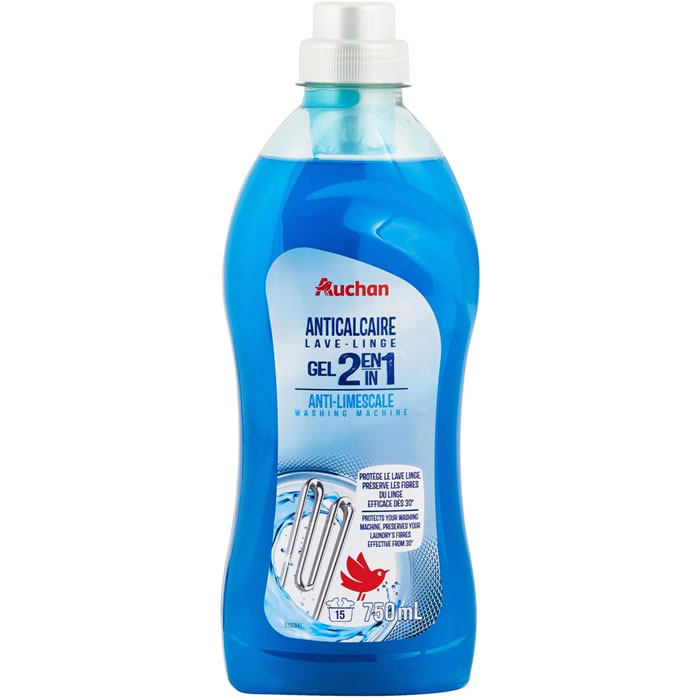 AUCHAN Gel nettoyant liquide 2en1 anti-calcaire lave-linge