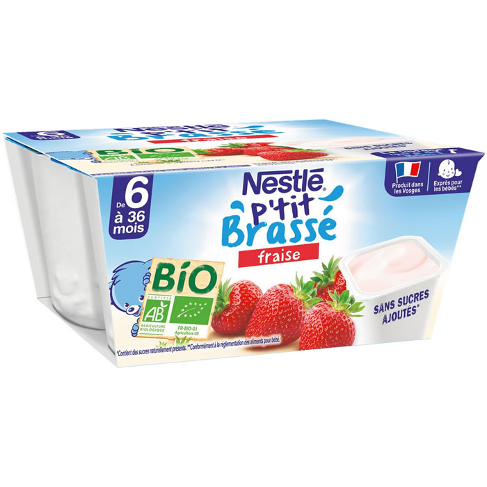 NESTLE P'tit Brassé Dessert à la fraise bio dès 6 mois