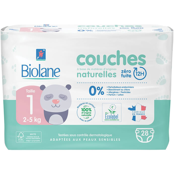 BIOLANE Couches naturelles taille 1 (2-5 kg)