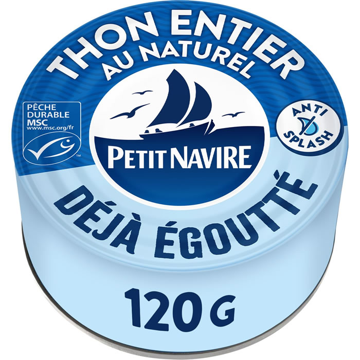 PETIT NAVIRE Thon entier au naturel égoutté MSC