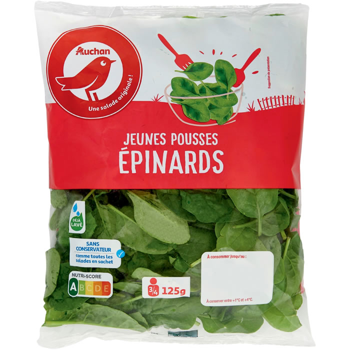AUCHAN Jeunes pousses épinards