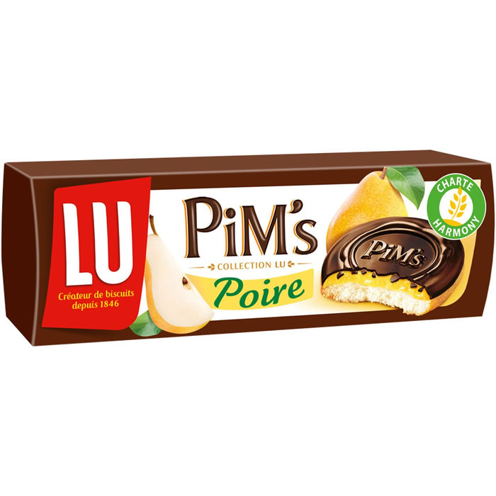 PIM'S Biscuits génoises de chocolat noir fourrés à la poire