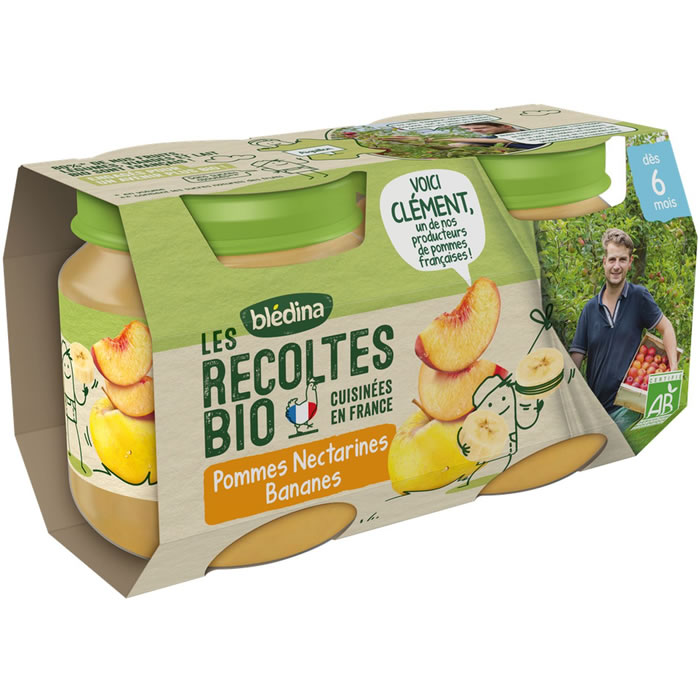 BLEDINA Les Récoltes Bio Pomme, nectarine et banane bio dès 6 mois