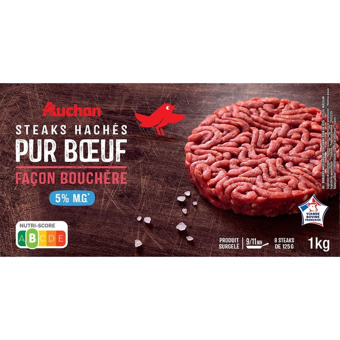 AUCHAN Steaks hachés pur boeuf 5% M.G façon bouchère